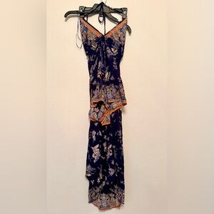Fashion Nova Navy and Orange Floral Dress